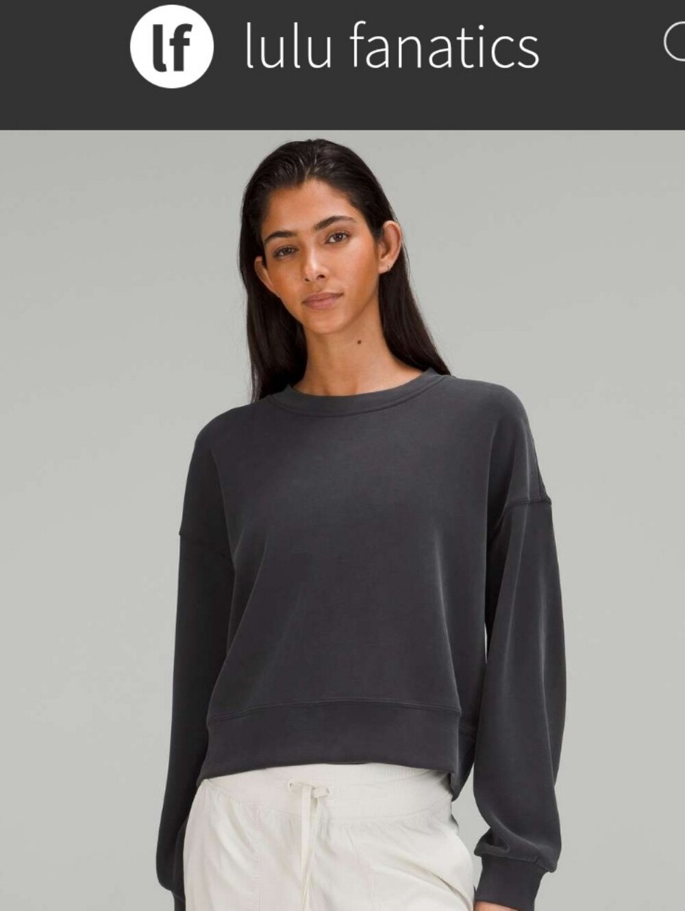 Lululemon Softstreme Perfectly Oversized Cropped Crew Pullover Sweater Black 8 - Picture 4 of 16